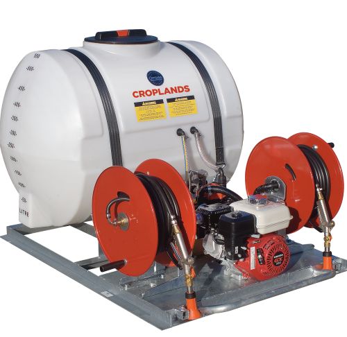 Traymount sprayer, 500 litre manual twin-reel